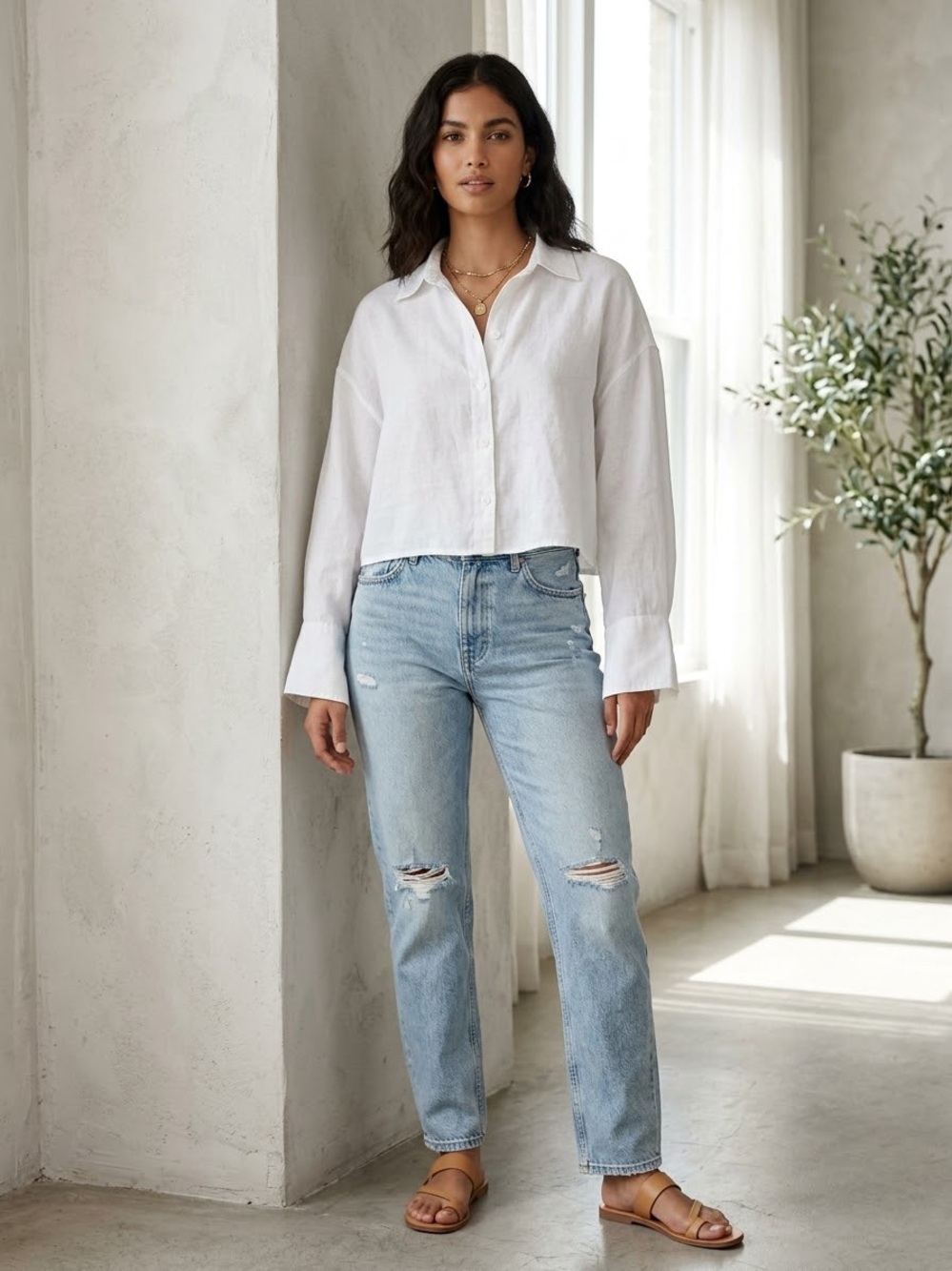 NWT Zara Linen 100% Button Down Shirt Long Sleeve Boxy Fit , XL